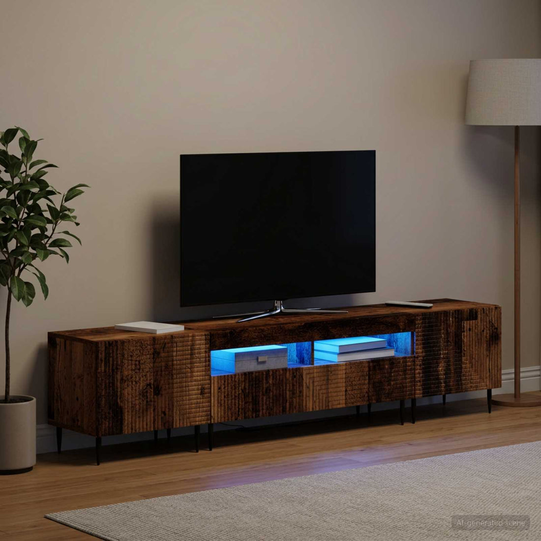 vidaXL Conjunto de 3 Muebles para TV con LED Madera envejecida