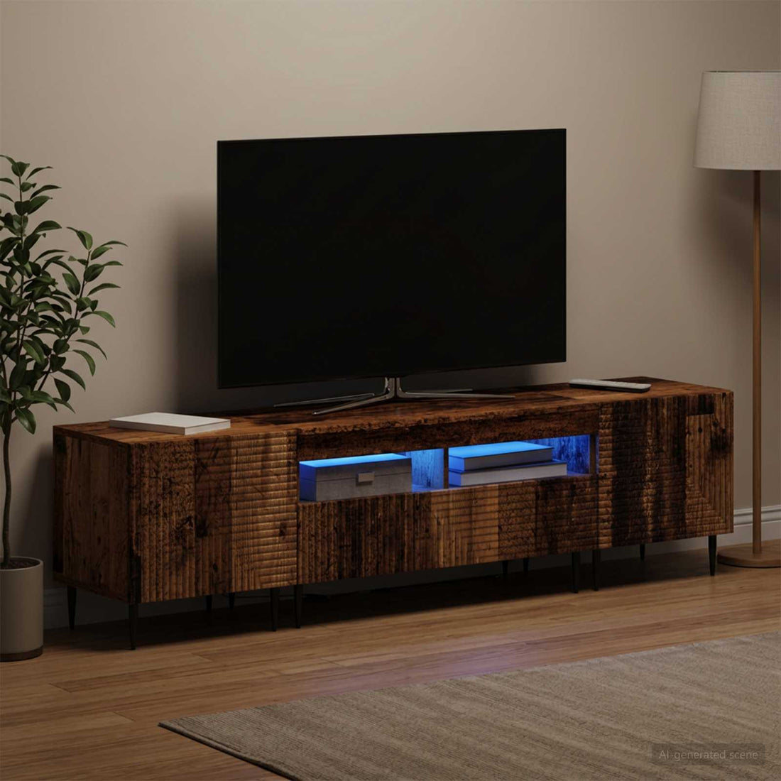 vidaXL Conjunto de 3 Muebles para TV con LED Madera envejecida