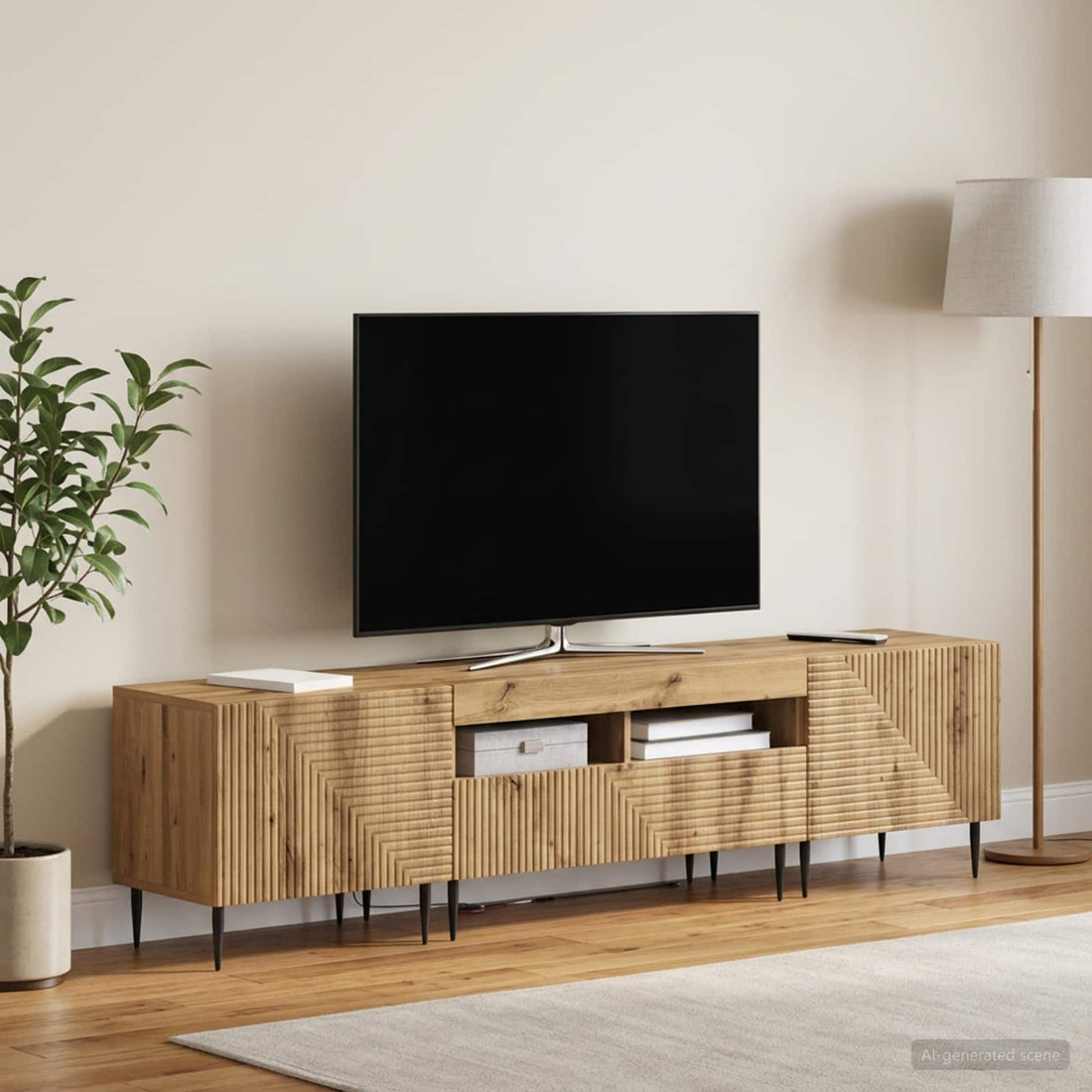 vidaXL Conjunto de 3 Muebles para TV con LED Roble artisan