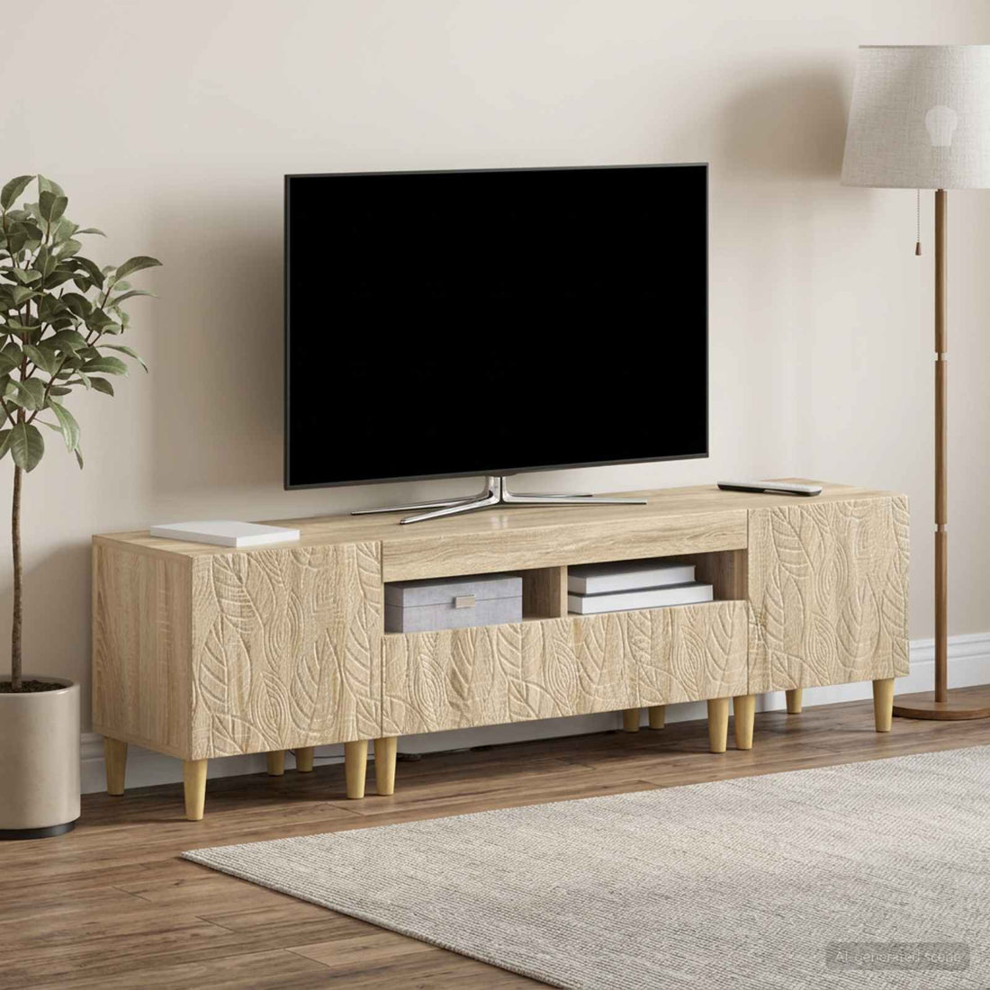 vidaXL Conjunto de 3 Muebles para TV con LED DELFT Roble Sonoma