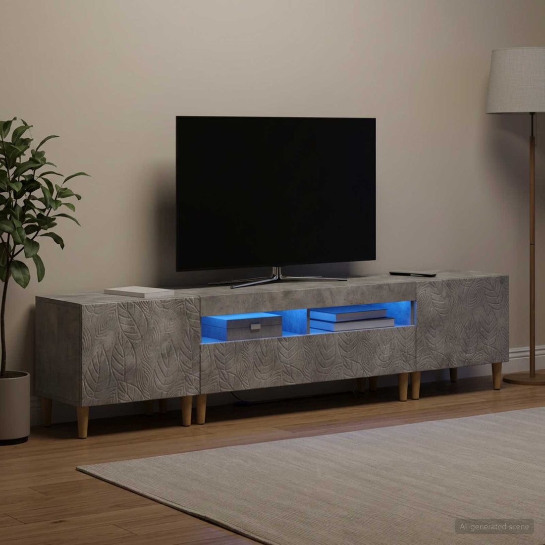 vidaXL Conjunto de 3 Muebles para TV con LED DELFT Gris Hormigón