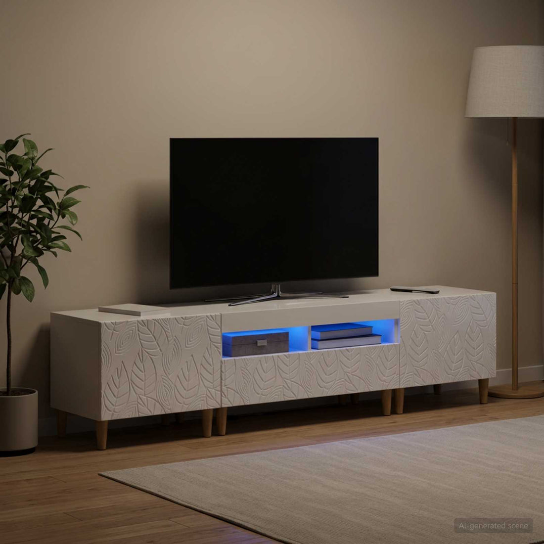 vidaXL Conjunto de 3 Muebles para TV con LED DELFT Blanco Brillante