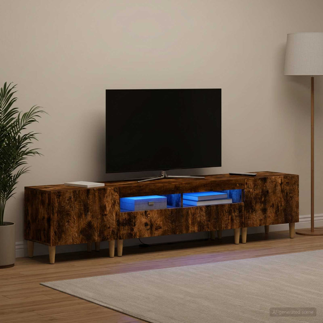 vidaXL Conjunto de 3 Muebles para TV con LED DELFT Roble Ahumado