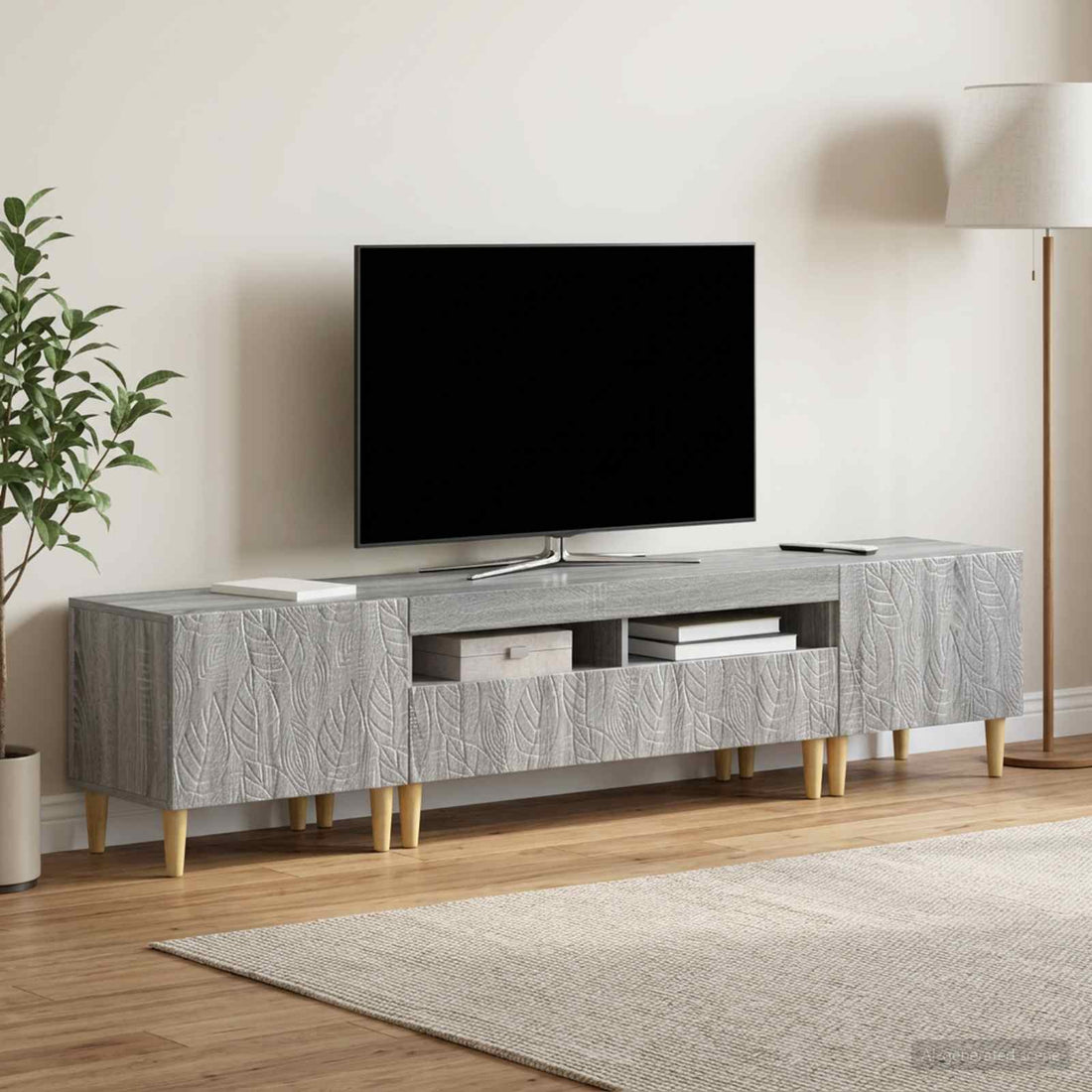 vidaXL Conjunto de 3 Muebles para TV con LED DELFT Sonoma gris