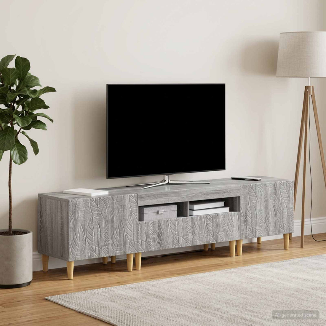 vidaXL Conjunto de 3 Muebles para TV con LED DELFT Sonoma gris