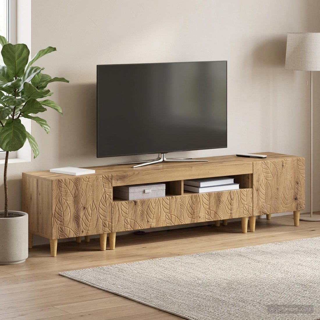 vidaXL Conjunto de 3 Muebles para TV con LED DELFT Roble artisan