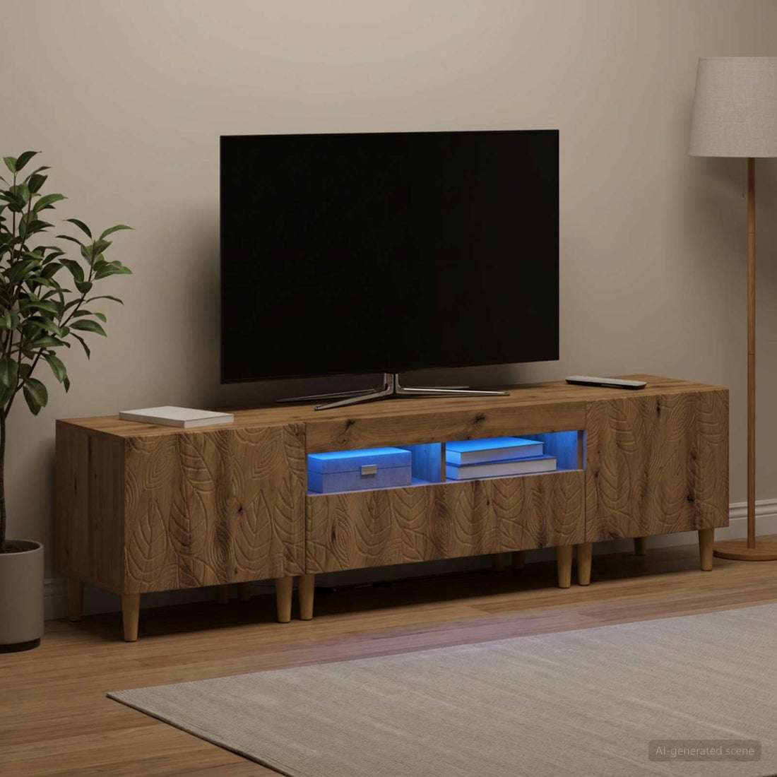 vidaXL Conjunto de 3 Muebles para TV con LED DELFT Roble artisan