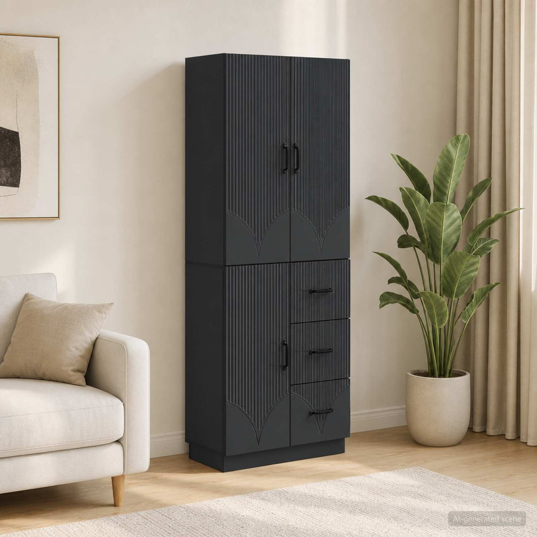vidaXL Juego de armarios 2 uds. Negro Madera de ingeniería