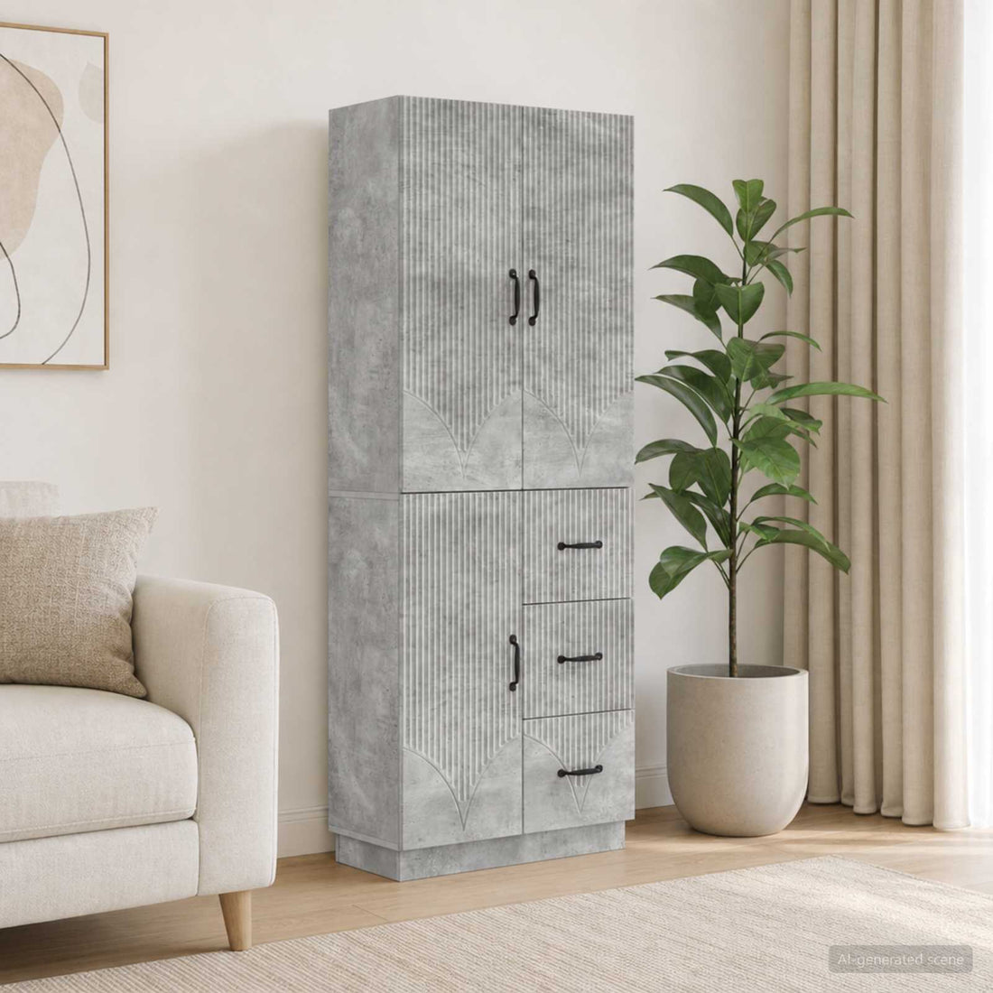 vidaXL Juego de armarios 2 uds. Gris Hormigón Madera de ingeniería