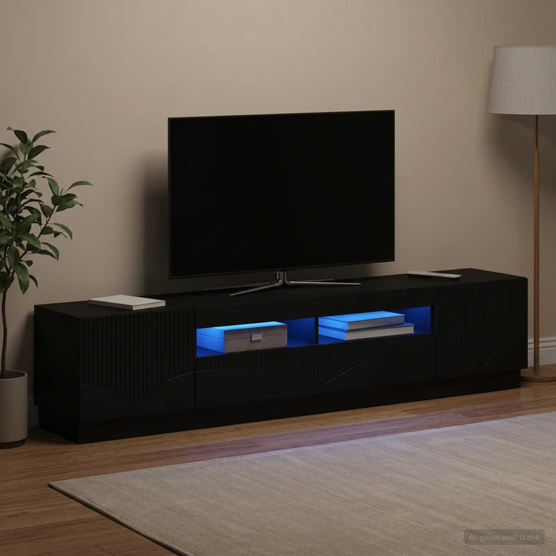 vidaXL Conjunto de 3 Muebles para TV con LED HOORN 3 uds. Negro