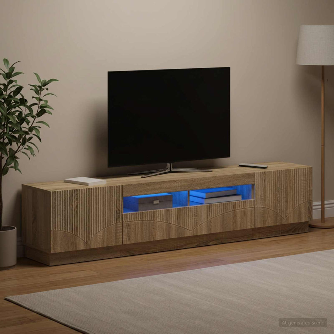 vidaXL Conjunto de 3 Muebles para TV con LED HOORN 3 uds. Roble Sonoma