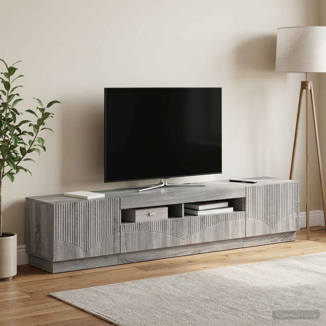 vidaXL Conjunto de 3 Muebles para TV con LED HOORN 3 uds. Sonoma gris