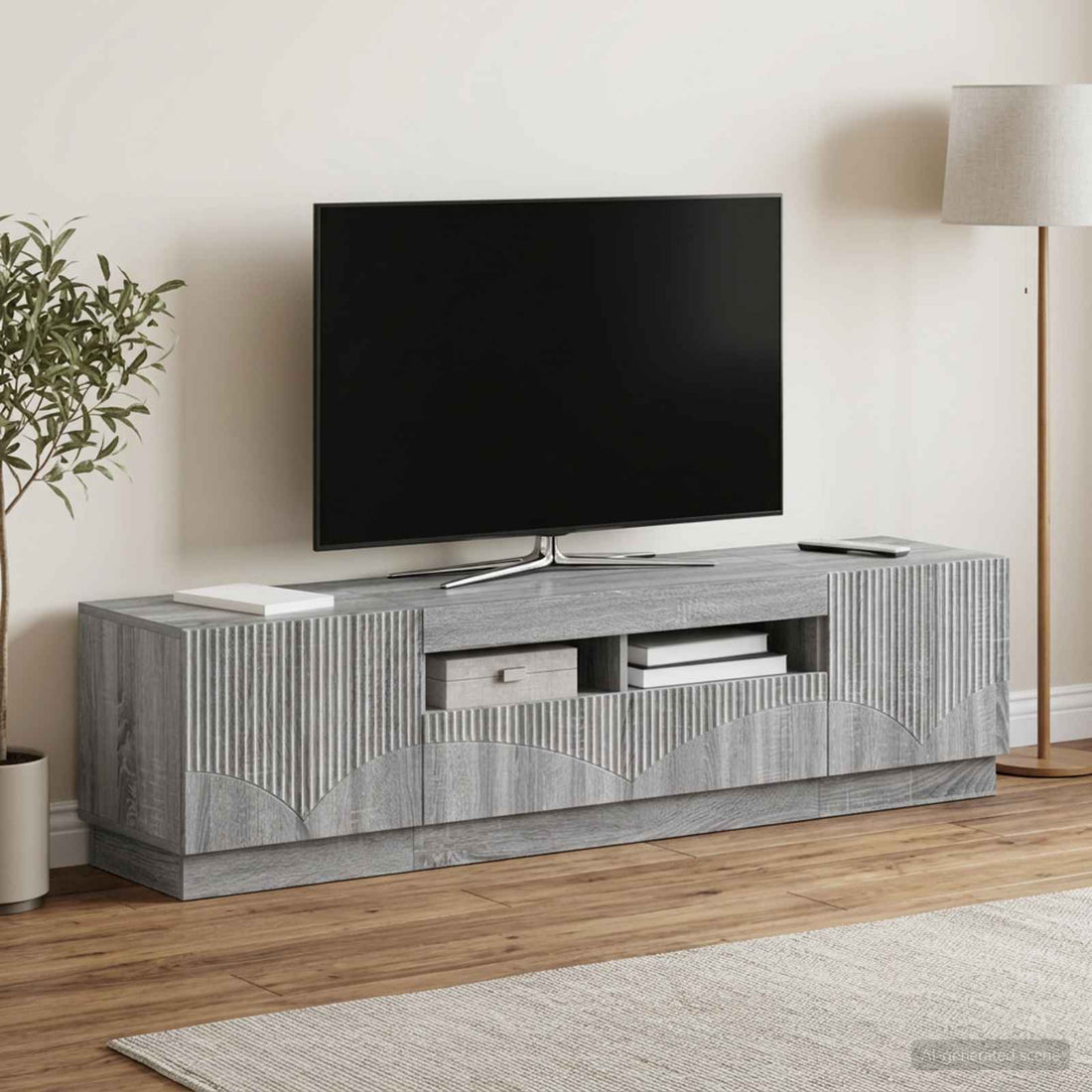 vidaXL Conjunto de 3 Muebles para TV con LED HOORN 3 uds. Sonoma gris