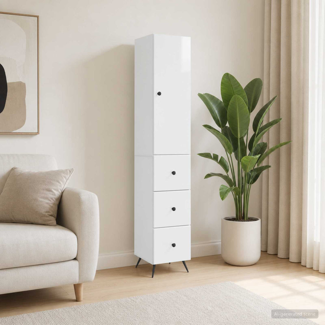 vidaXL Juego de armarios 2 uds. 34,5 x 34,5 x 90 cm Blanco Brillante