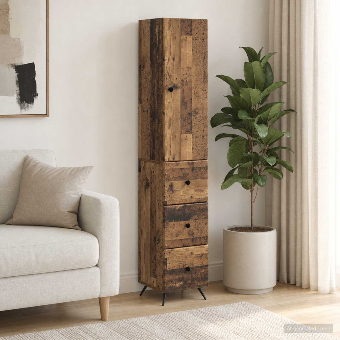 vidaXL Juego de armarios 2 uds. 34,5 x 34,5 x 90 cm Madera envejecida