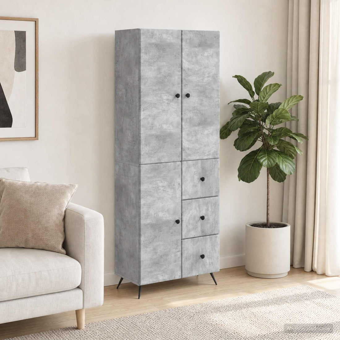 vidaXL Juego de armarios 2 uds. Gris Hormigón Madera de ingeniería