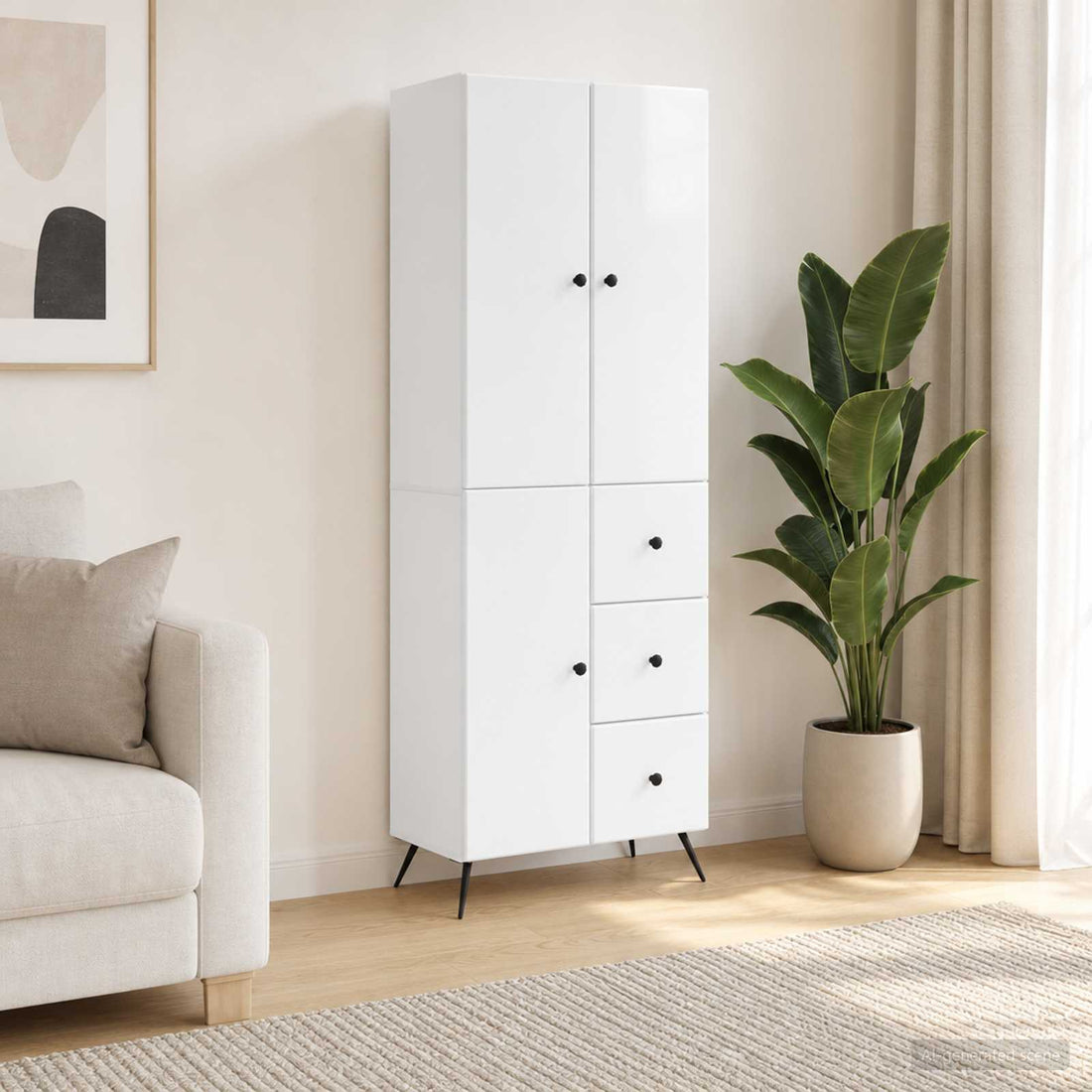vidaXL Juego de armarios 2 uds. Blanco Brillante Madera de ingeniería