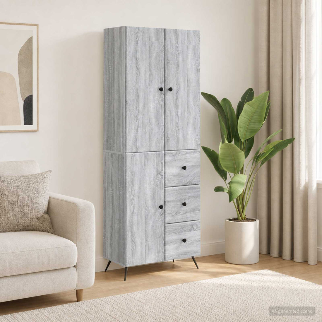 vidaXL Juego de armarios 2 uds. Sonoma gris Madera de ingeniería