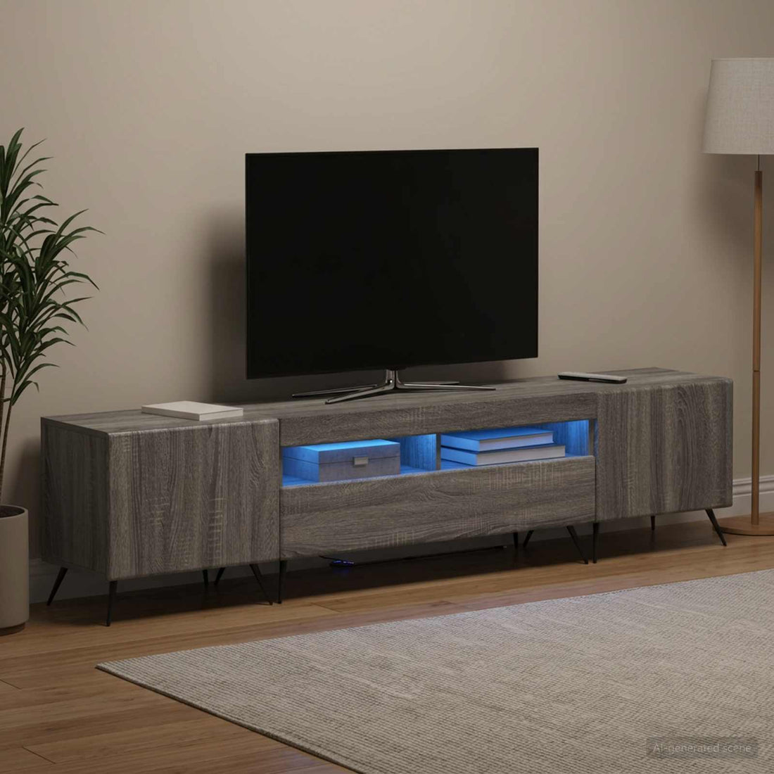 vidaXL Conjunto de 3 Muebles para TV con LED BREDA 3 uds. Sonoma gris