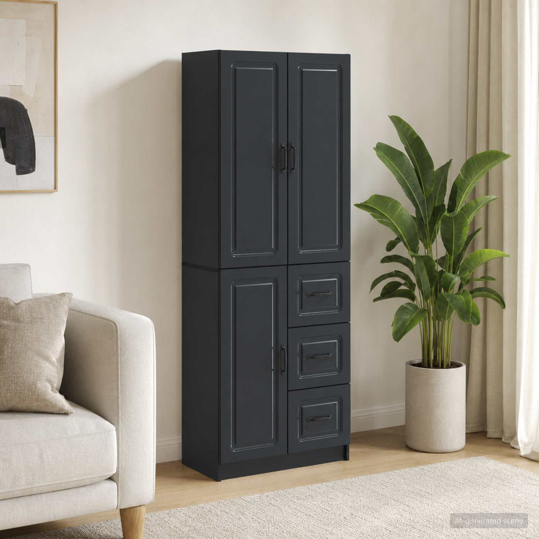 vidaXL Juego de armarios 2 uds. Negro Madera de ingeniería