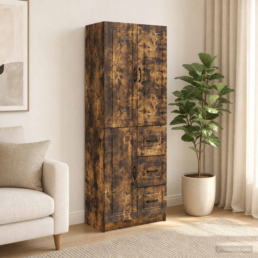 vidaXL Juego de armarios 2 uds. Roble Ahumado Madera de ingeniería
