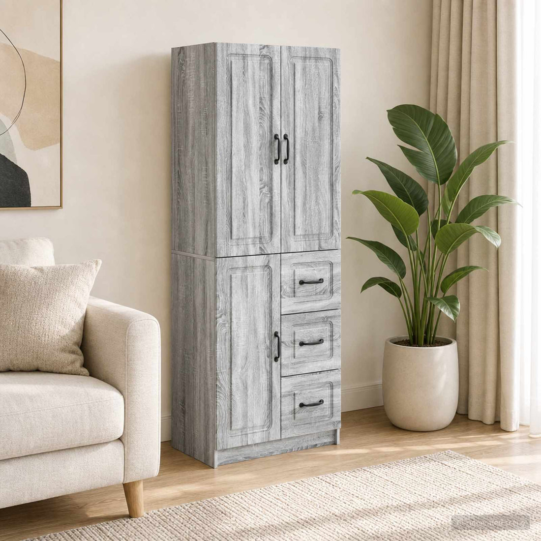 vidaXL Juego de armarios 2 uds. Sonoma gris Madera de ingeniería