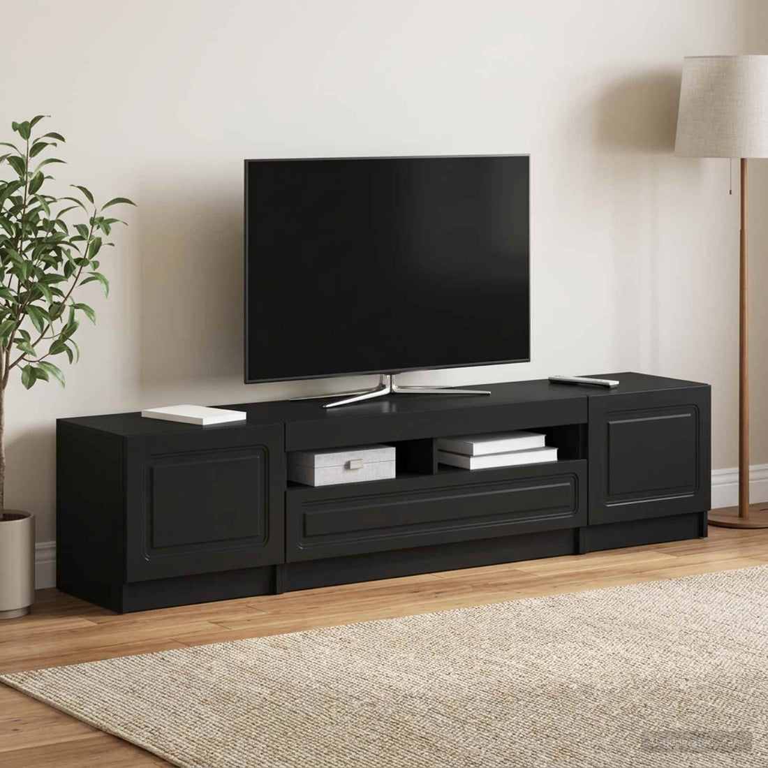 vidaXL Cabinet de TV LED de 5 piezas UTRECHT 3 uds. Negro