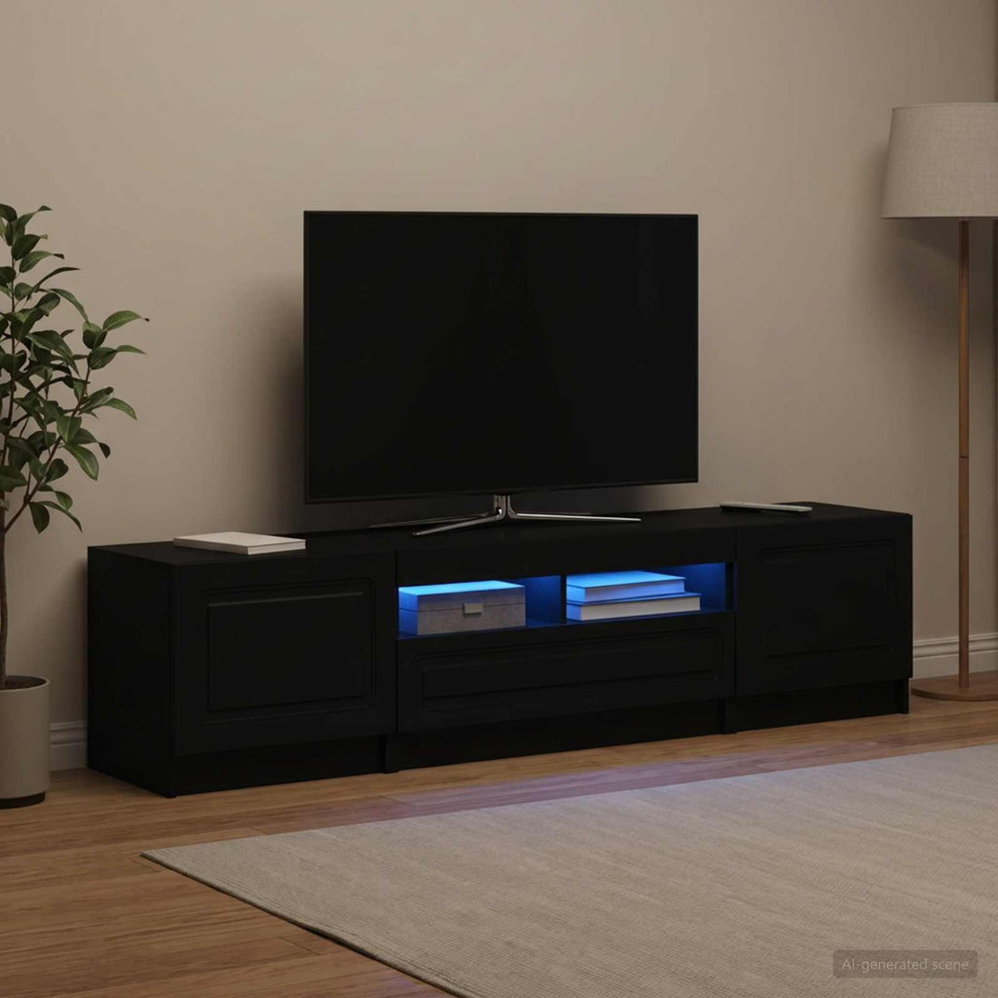 vidaXL Cabinet de TV LED de 5 piezas UTRECHT 3 uds. Negro