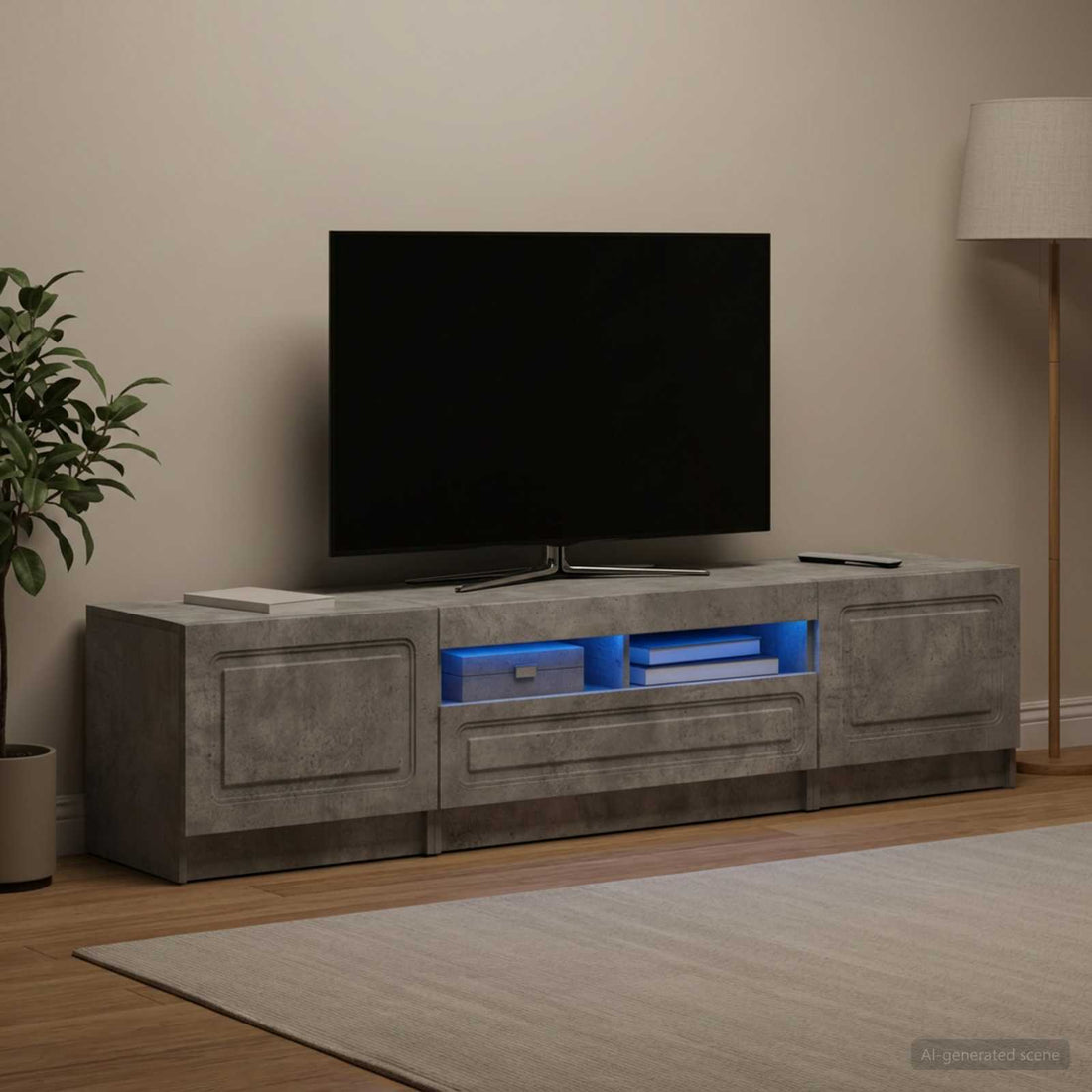 vidaXL Cabinet de TV LED de 5 piezas UTRECHT 3 uds. Gris Hormigón