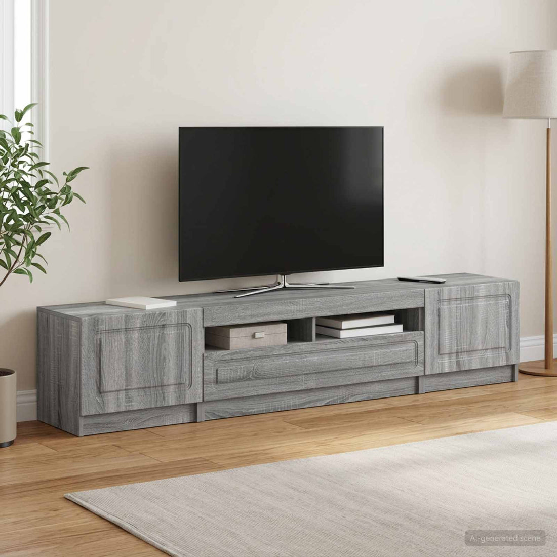 vidaXL Cabinet de TV LED de 5 piezas UTRECHT 3 uds. Sonoma gris