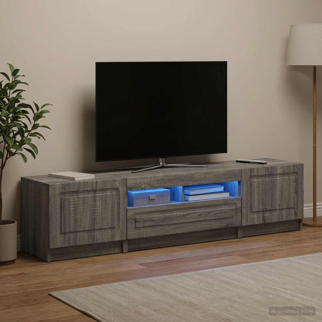 vidaXL Cabinet de TV LED de 5 piezas UTRECHT 3 uds. Sonoma gris