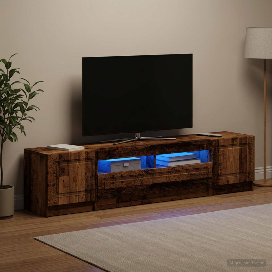 vidaXL Cabinet de TV LED de 5 piezas UTRECHT 3 uds. Madera envejecida