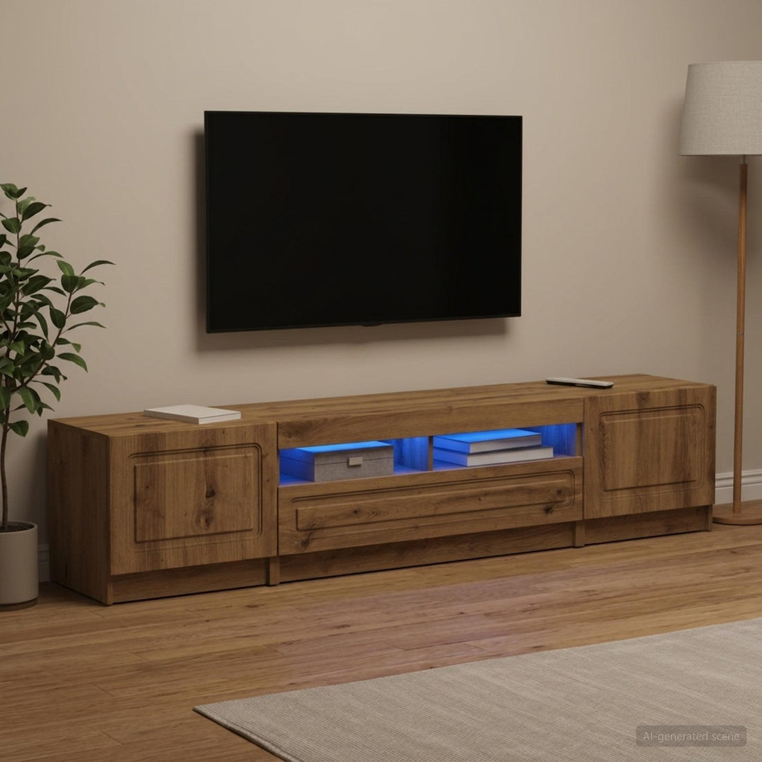 vidaXL Cabinet de TV LED de 5 piezas UTRECHT 3 uds. Roble artisan