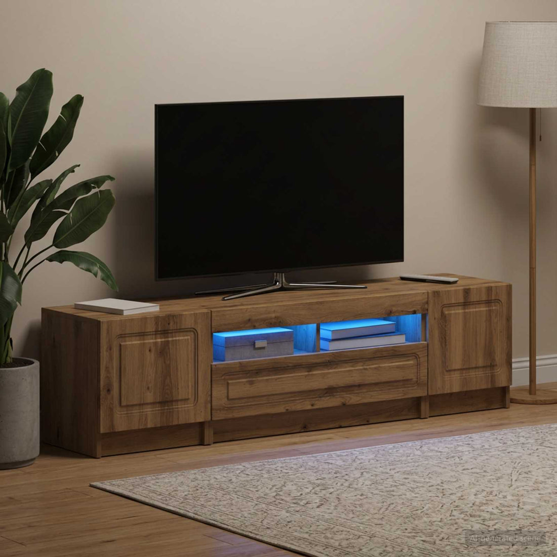 vidaXL Cabinet de TV LED de 5 piezas UTRECHT 3 uds. Roble artisan