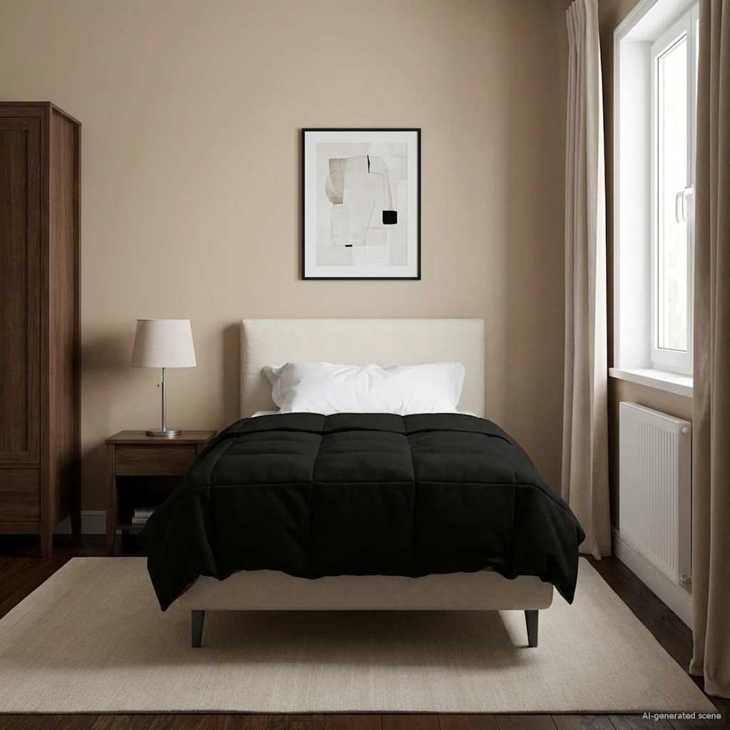 vidaXL Edredón de Verano 155 x 200 cm Verano Negro Transpirable