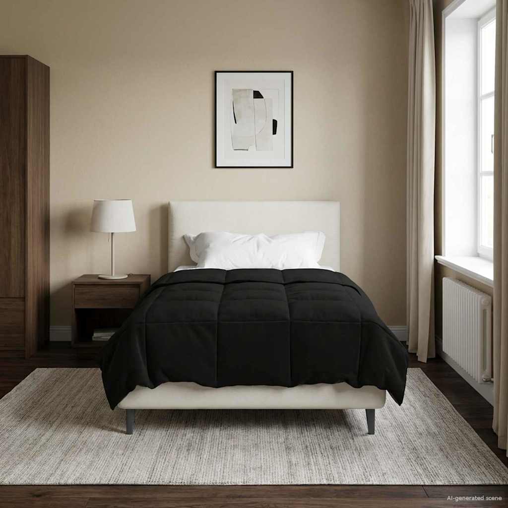 vidaXL Edredón de Verano 135 x 220 cm Verano Negro Transpirable