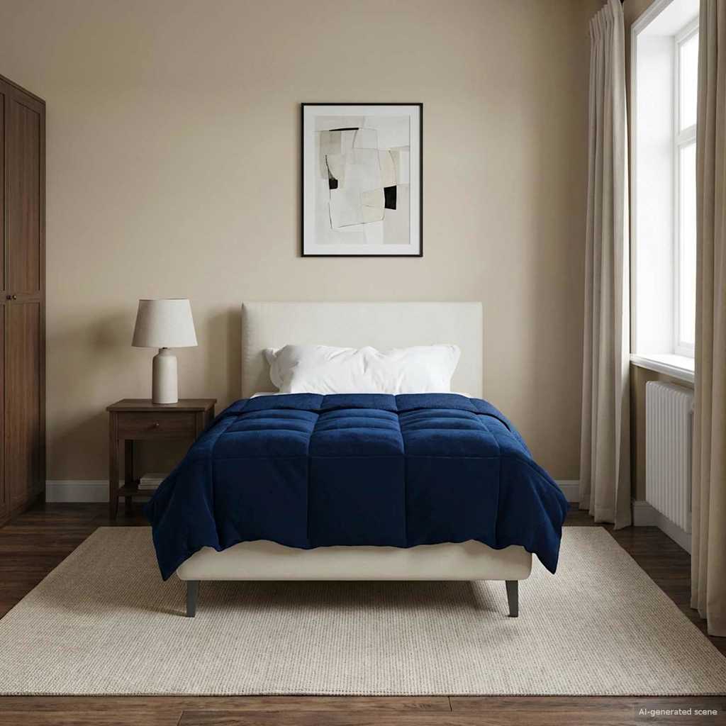 vidaXL Edredón de Verano 140 x 200 cm Verano Azul Oscuro Transpirable