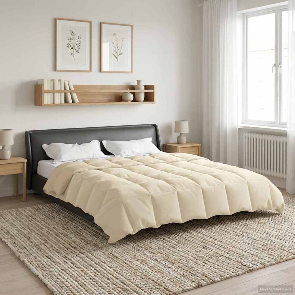 vidaXL Edredón de Verano 200 x 240 cm Verano Crema Transpirable