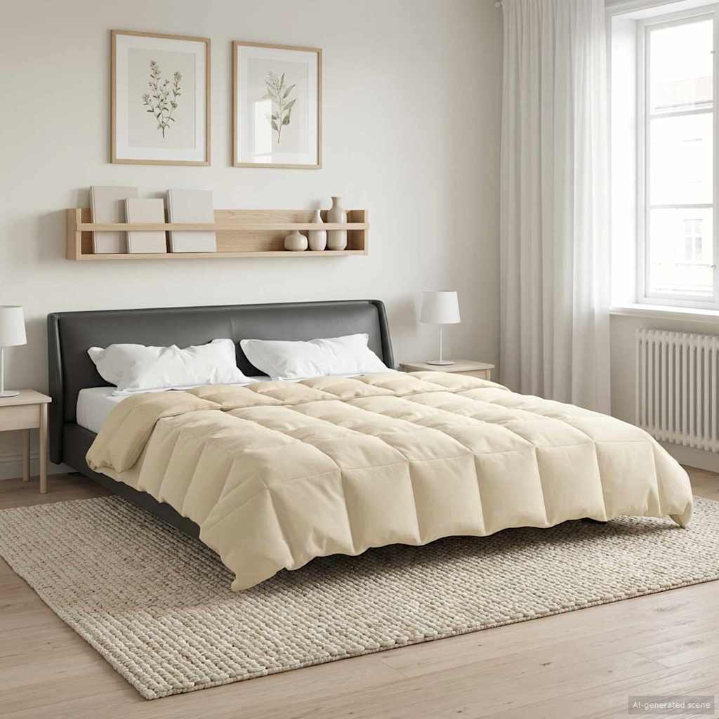 vidaXL Edredón de Verano 220 x 240 cm Verano Crema Transpirable