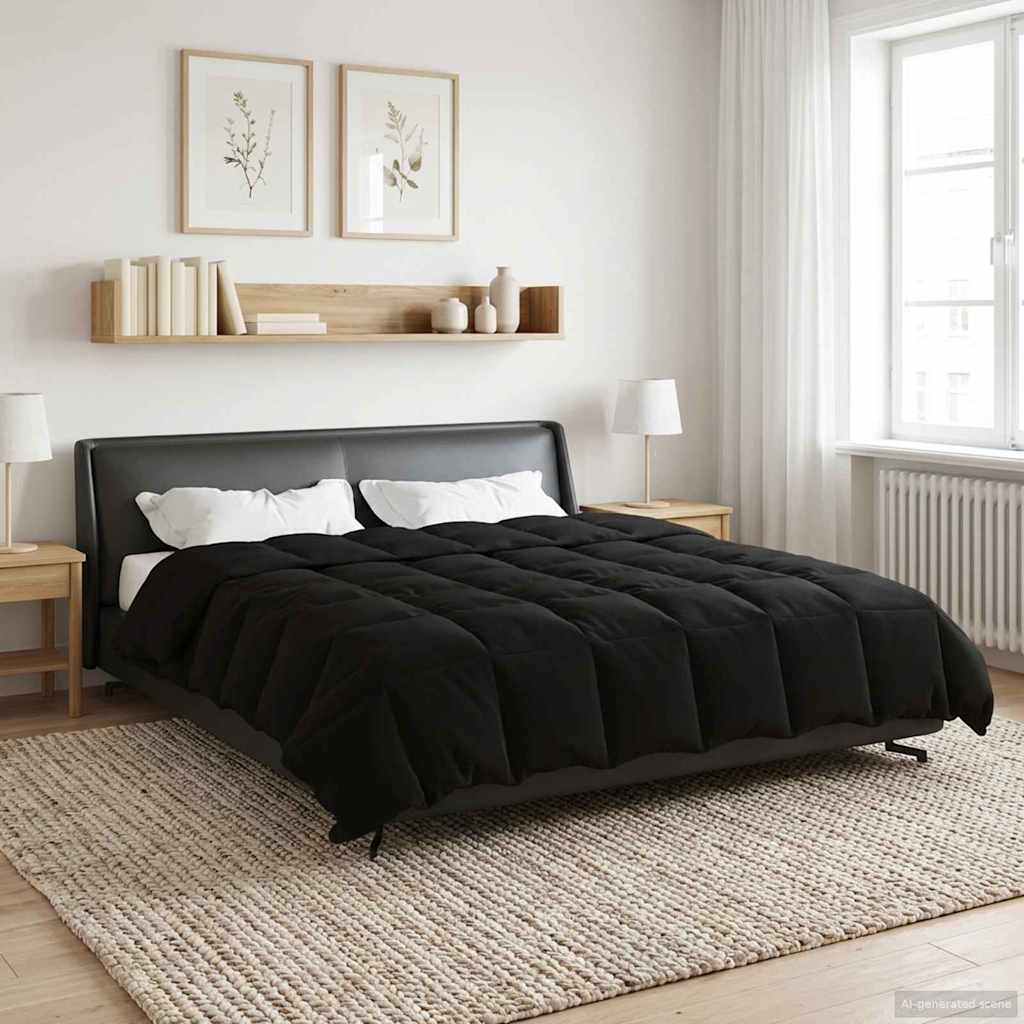 vidaXL Edredón de Invierno 200 x 220 cm Invierno Negro Transpirable