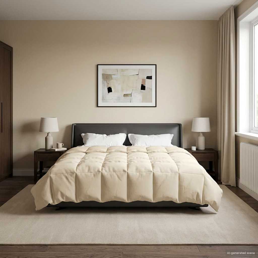 vidaXL Edredón de Invierno 200 x 200 cm Invierno Crema Transpirable