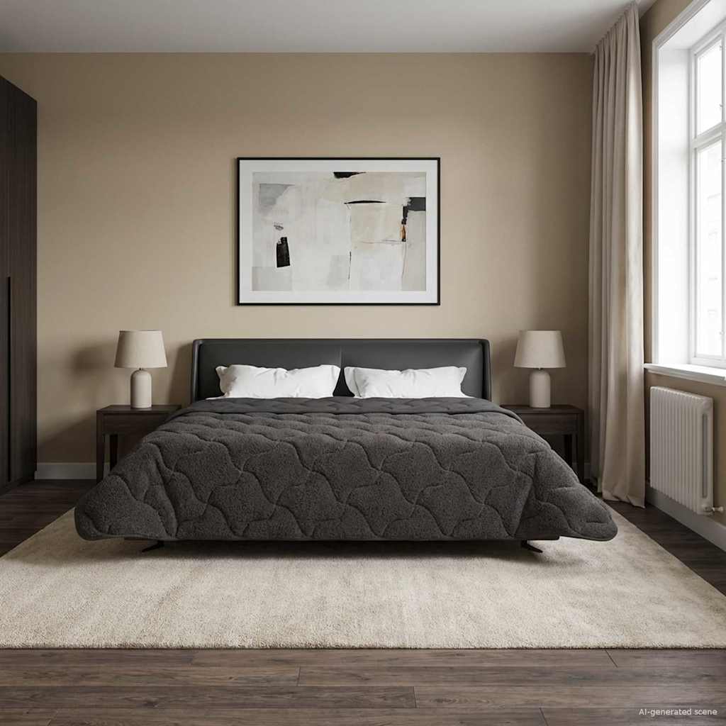 vidaXL Edredón de Todo el Año Acolchado Antracita 200 x 240 cm