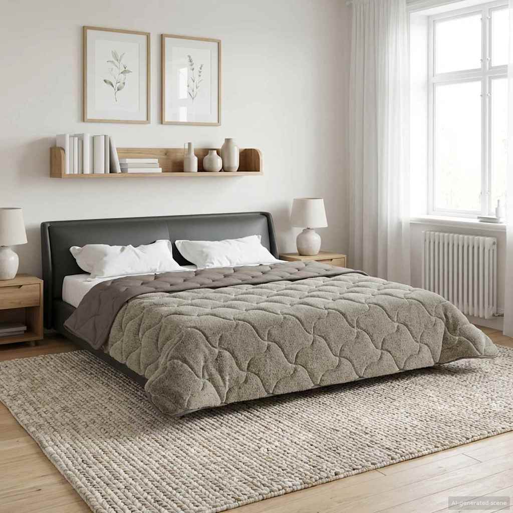 vidaXL Edredón de Todo el Año Acolchado Gris claro 200 x 220 cm