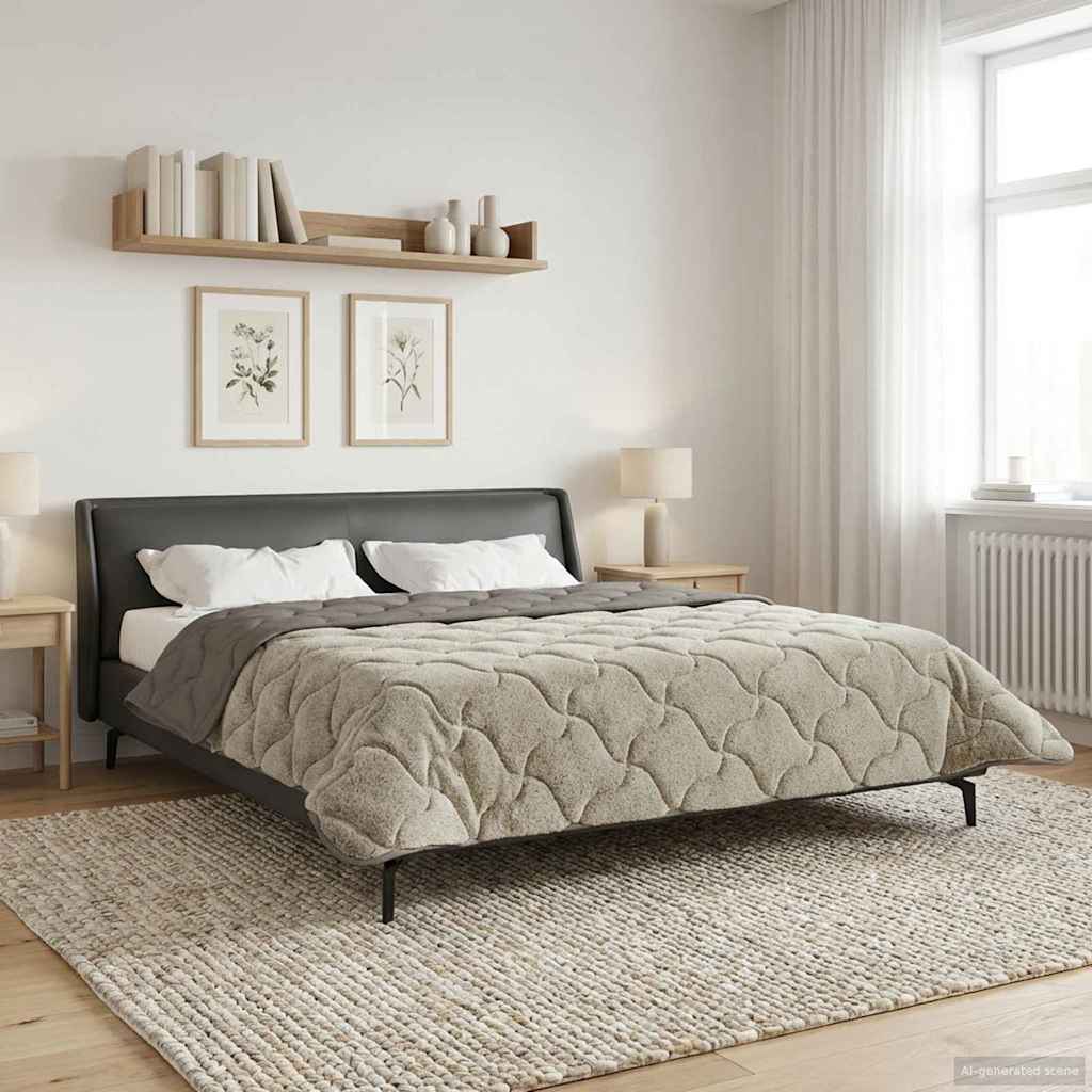 vidaXL Edredón de Todo el Año Acolchado Gris claro 220 x 260 cm