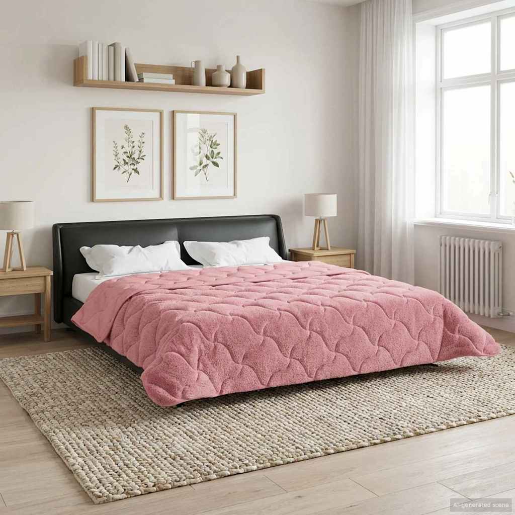 vidaXL Edredón de Todo el Año Acolchado Rosa 220 x 260 cm