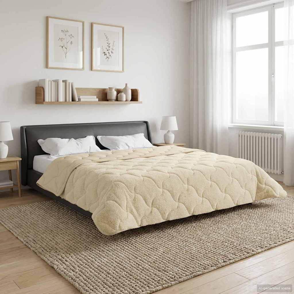 vidaXL Edredón de Todo el Año Acolchado Crema 200 x 200 cm