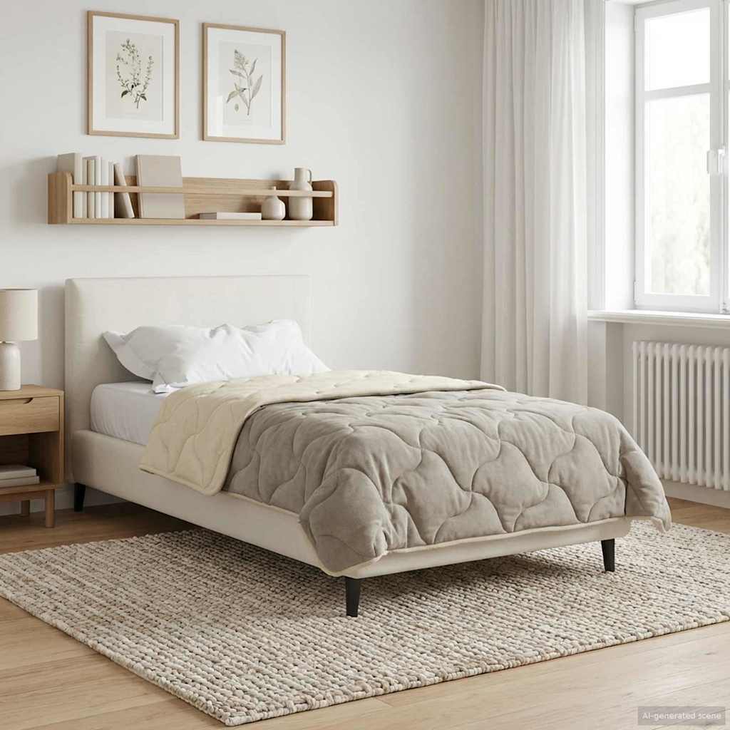 vidaXL Edredón de Todo el Año Acolchado Crema 155 x 220 cm