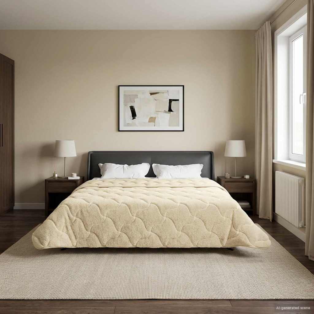 vidaXL Edredón de Todo el Año Acolchado Crema 220 x 260 cm