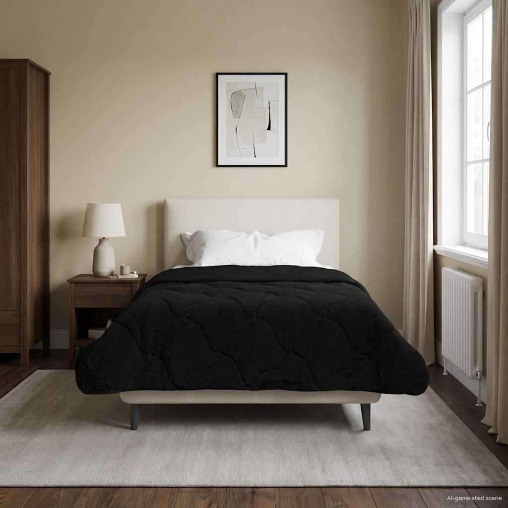 vidaXL Edredón de Invierno 140 x 220 cm Invierno Negro Transpirable