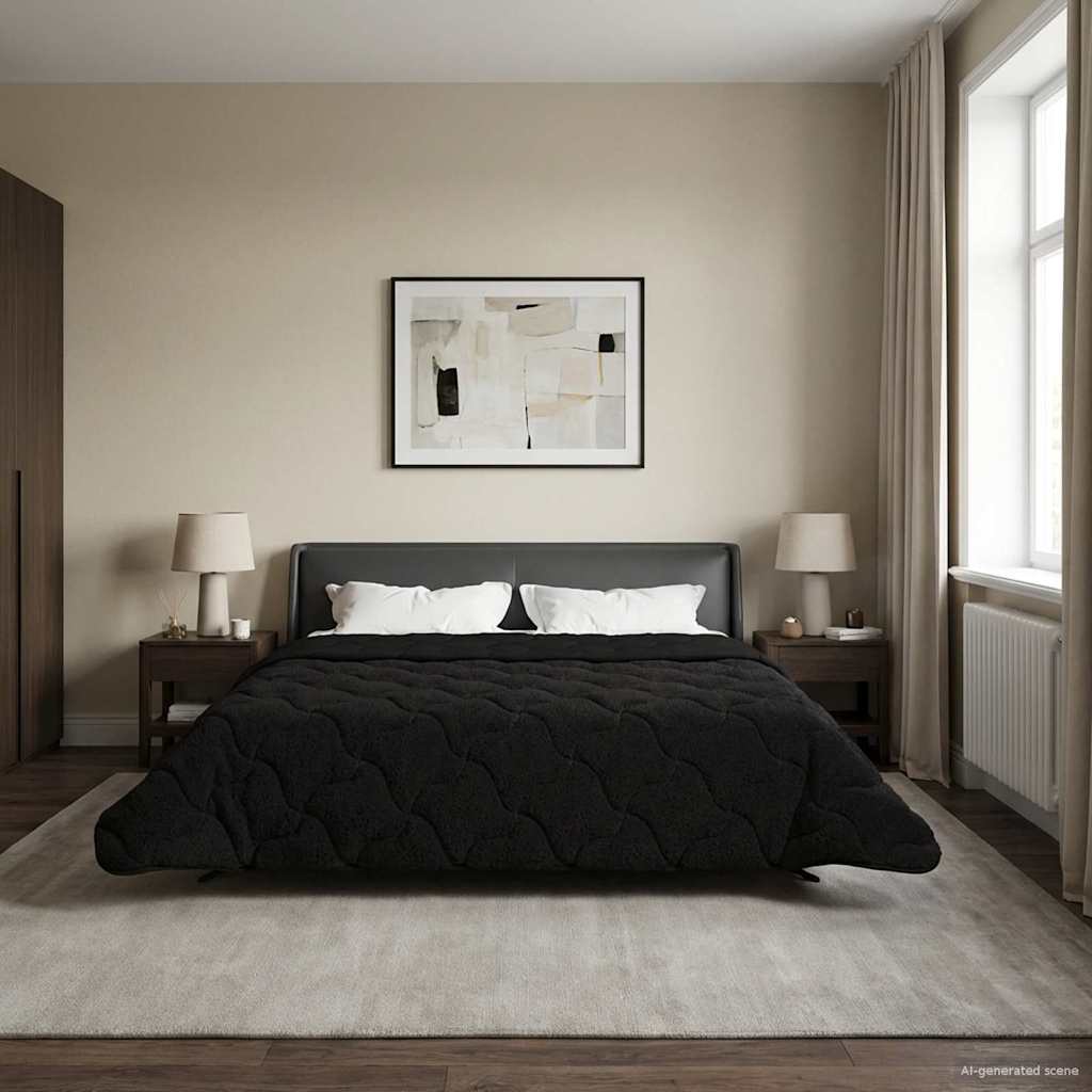 vidaXL Edredón de Invierno 220 x 240 cm Invierno Negro Transpirable